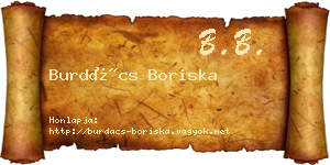 Burdács Boriska névjegykártya